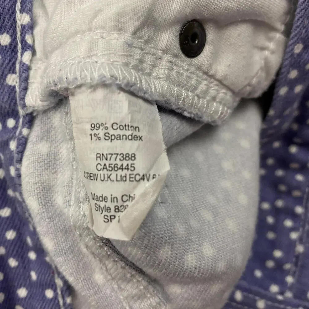 J. Crew‎ Toothpick Women's size 32 White Polkadots Purple Denim jeans